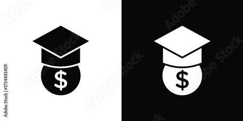 Scholarship icon black silhouette pack. black and white icons