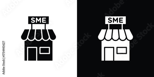 SME icon black silhouette pack. black and white icons