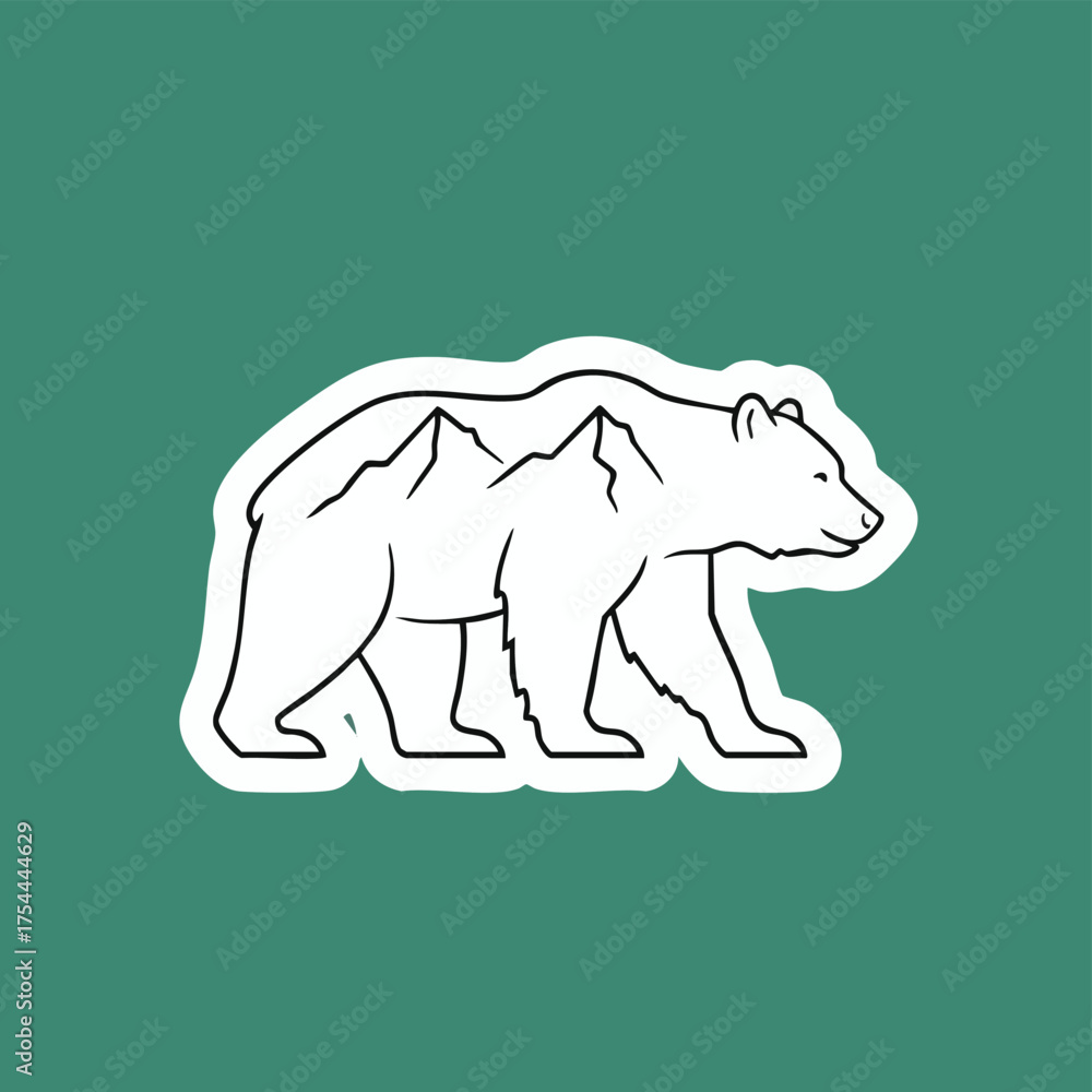 Fototapeta premium Stylized Bear Silhouette Integrated with Mountain Peaks