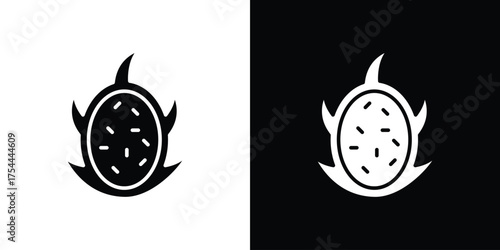 Pitaya icon black silhouette pack. black and white icons