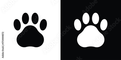 Paw icon black silhouette pack. black and white icons
