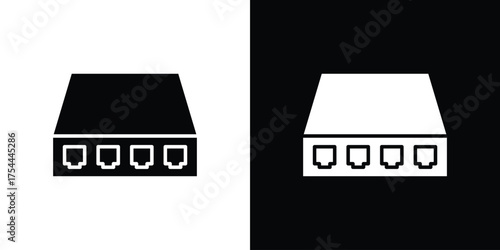 Network switch icon black silhouette pack. black and white icons