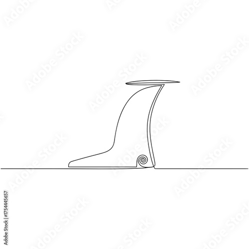 Ship keel fin in one line art style, black and white, representing sailing and stability, with copy space