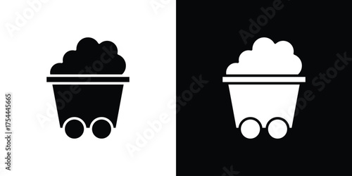 Mine wagon icon black silhouette pack. black and white icons