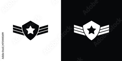 Militar Insignia icon black silhouette pack. black and white icons