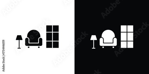 Lounge icon black silhouette pack. black and white icons