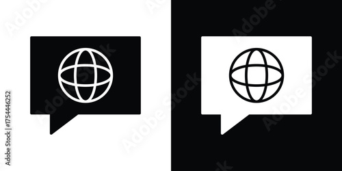 Language icon black silhouette pack. black and white icons