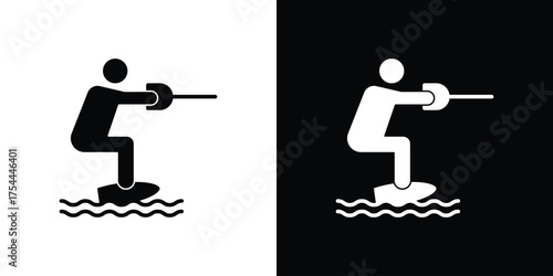 Kitesurf sign icon black silhouette pack. black and white icons