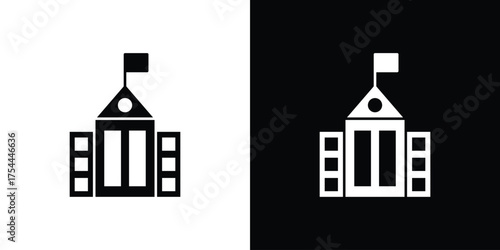 Institution icon black silhouette pack. black and white icons