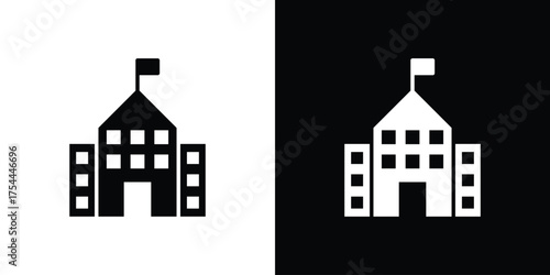 Institute icon black silhouette pack. black and white icons