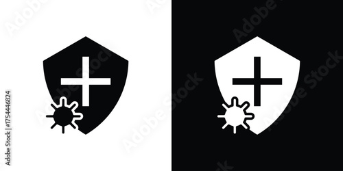 Immune system icon black silhouette pack. black and white icons