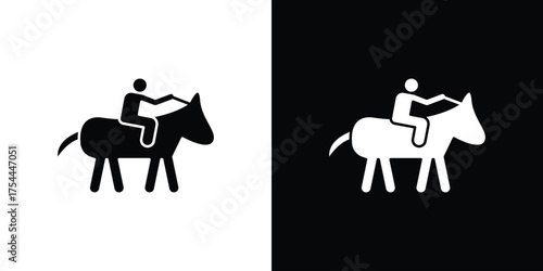 Horse riding icon black silhouette pack. black and white icons