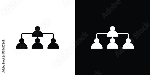 Hierarchical structure icon black silhouette pack. black and white icons