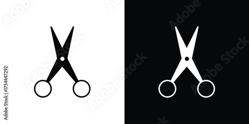 Hairdresser scissors icon black silhouette pack. black and white icons