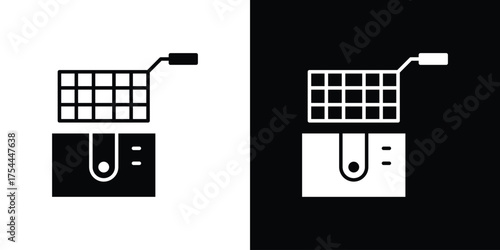 Fryer icon black silhouette pack. black and white icons