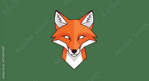 Stylized Geometric Orange Fox Head with White Eyes