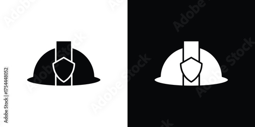 Firefighter hat icon black silhouette pack. black and white icons
