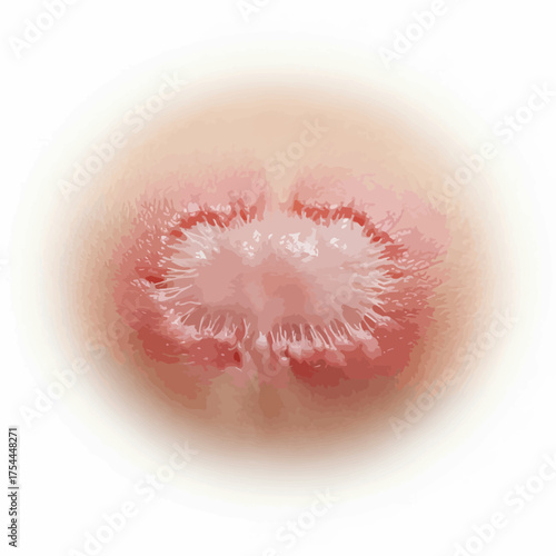 Close-up showcasing skin lesion or wound healing process, conveying medical research, dermatology, or skincare treatment concepts for health awareness campaigns