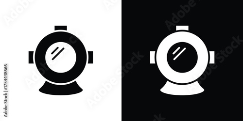 Diving helmet icon black silhouette pack. black and white icons
