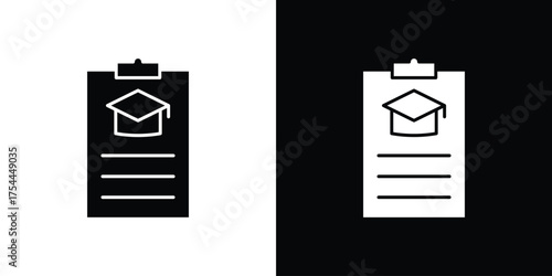 Curriculum icon black silhouette pack. black and white icons