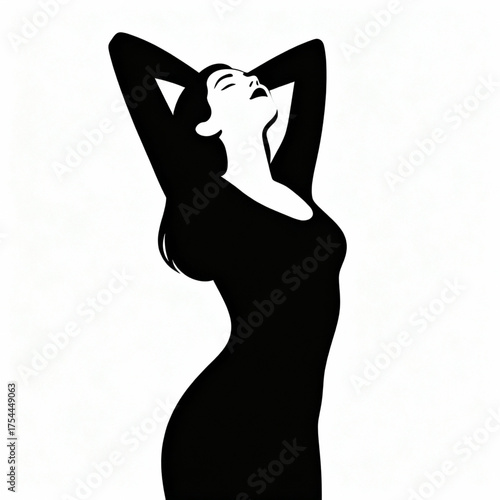 Elegant Woman Silhouette in Black Dress