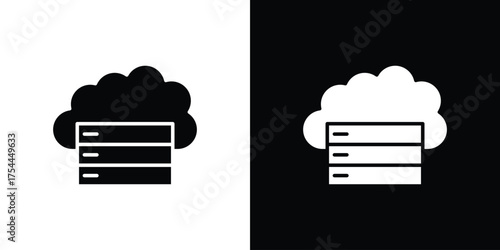 Cloud server icon black silhouette pack. black and white icons