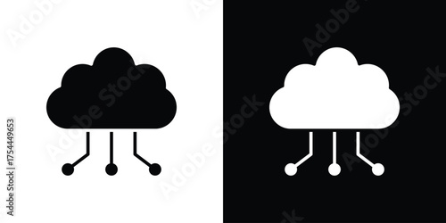 Cloud computing icon black silhouette pack. black and white icons