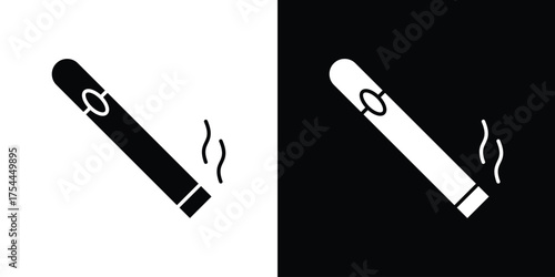 Cigar icon black silhouette pack. black and white icons