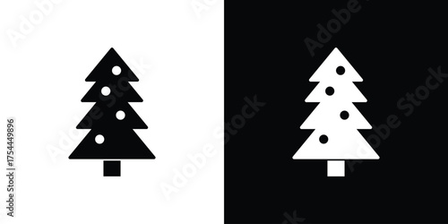 Christmas tree icon black silhouette pack. black and white icons