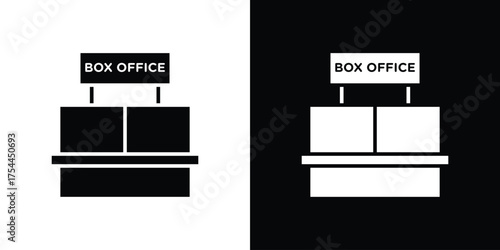 Box office icon black silhouette pack. black and white icons