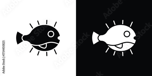 Blowfish icon black silhouette pack. black and white icons