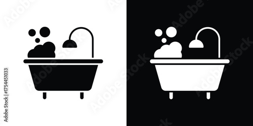 Bathtube icon black silhouette pack. black and white icons