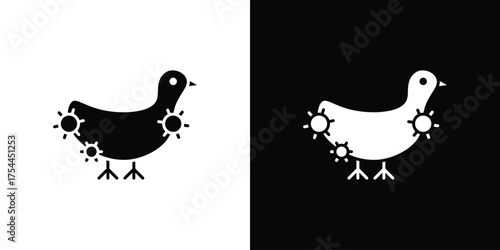 Avian Influenza icon black silhouette pack. black and white icons