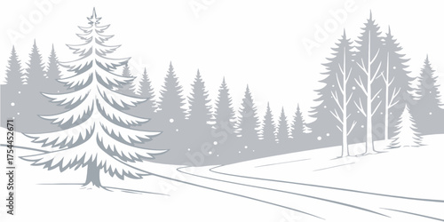 Winter forest landscape. Sketches of a forest landscape. Vector illustration