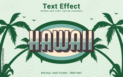 Editable Hawaii vintage retro text effect in Illustrator
