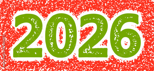 Set of 2026 numbers designed in four bold distressed font styles with textured effects. Vector illustration for modern typography.