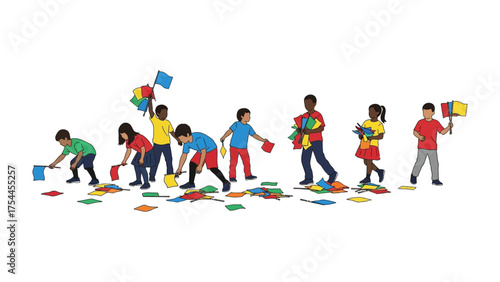 Children play together happily: A colorful group of children joyfully engaged in play. Captured the innocent world and boundless imagination. 