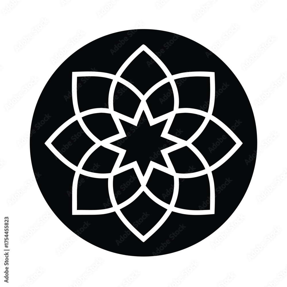 Fototapeta premium Arab Floor Decor Round Icon Design