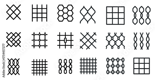 Geometric linear icons set – line, outline, grid and pattern designs