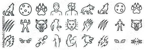 Wildlife and nature icons set – outline, linear, animal and environment symbols