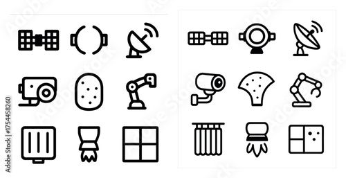 Technology and innovation line icons set – outline, linear, tech and gadget symbols