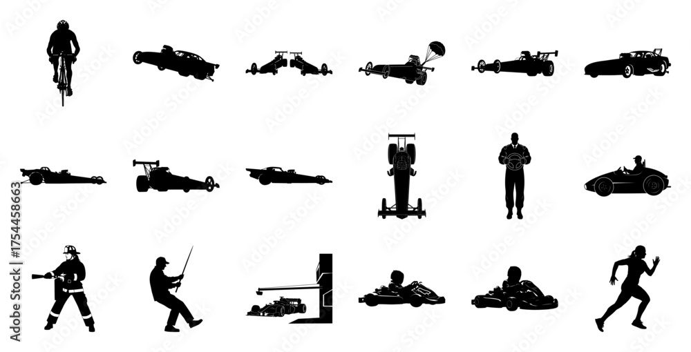 Naklejka premium Cyclist racing cars and people bicycle helmet