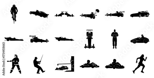 Cyclist racing cars and people bicycle helmet