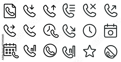 Phone and communication icons set – outline, linear, contact and call symbols