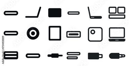Device and technology filled icons set – solid, digital, gadget symbols for tech design