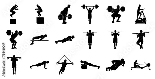 Fitness exercise silhouettes workout