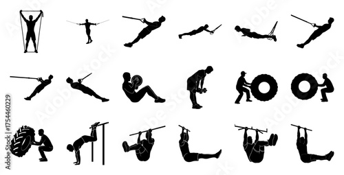 Fitness exercise silhouettes workout