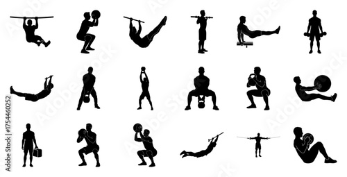Fitness exercise silhouettes workout