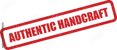 Authentic handcraft red rectangular grunge stamp signifying quality and original handmade products