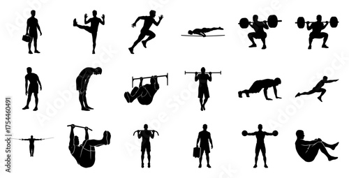 Fitness exercises silhouettes workout